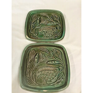 Vintage 1965 Red Wing Art Pottery Square Ashtray #889 Partridge Grouse Quail